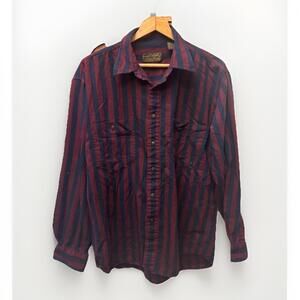 Eddie Bauer McKinley Vintage 90's Button Down Dress Shirt Striped Size Large